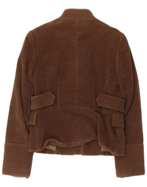 Zara Womens Open Bomber Jacket UK 12 Medium Brown Bomuld
