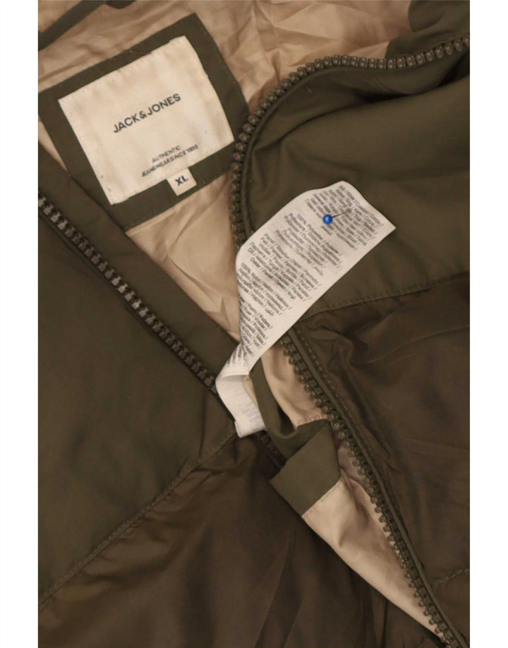 Jack & Jones Herre hættepolstret jakke UK 42 XL Khaki Polyester
