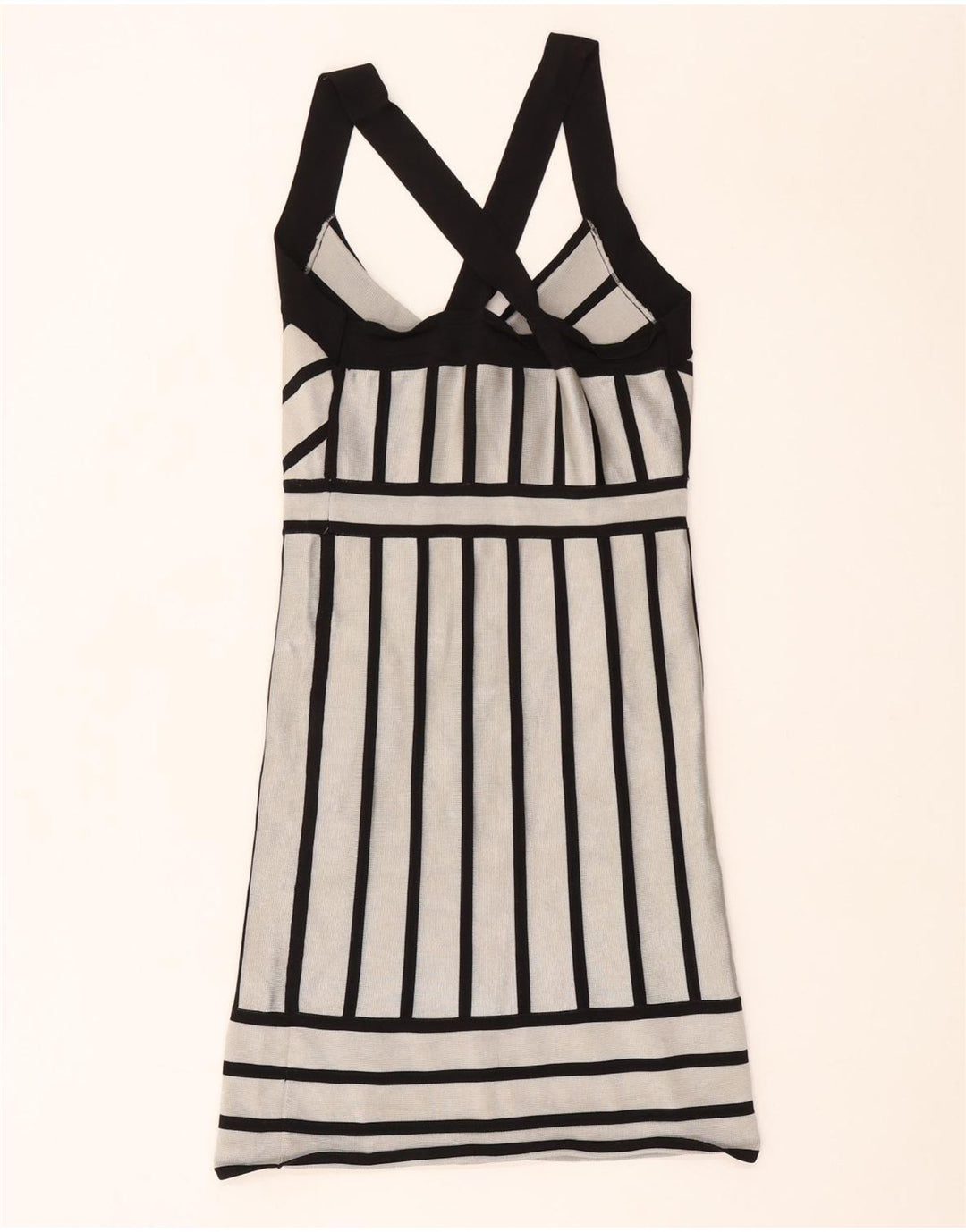 French Connection Womens Bodycon Dress UK 12 Medium Hvid Stribet