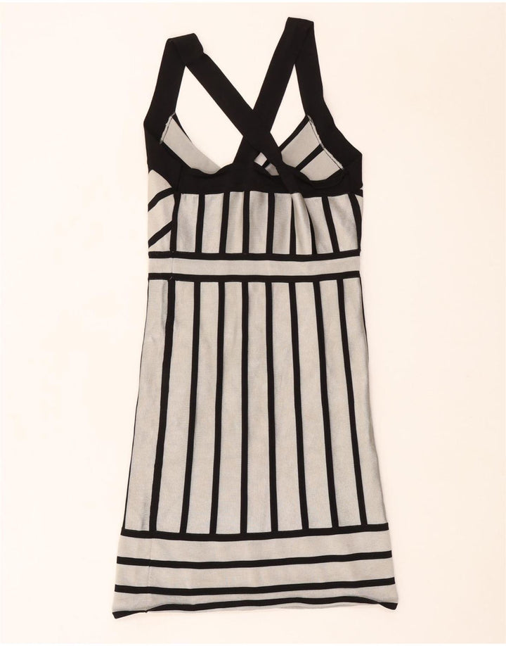 French Connection Womens Bodycon Dress UK 12 Medium Hvid Stribet