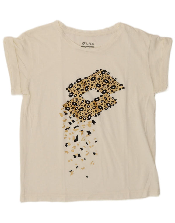 Lotto Kvinder Oversized Grafisk T-Shirt Top UK 6 XS Hvid