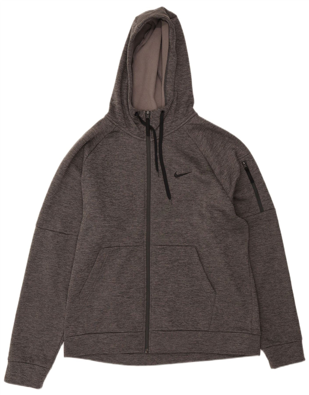 Nike Herre Therma-Fit Hel træningsdragt med hætte, stor grå flækket polyester