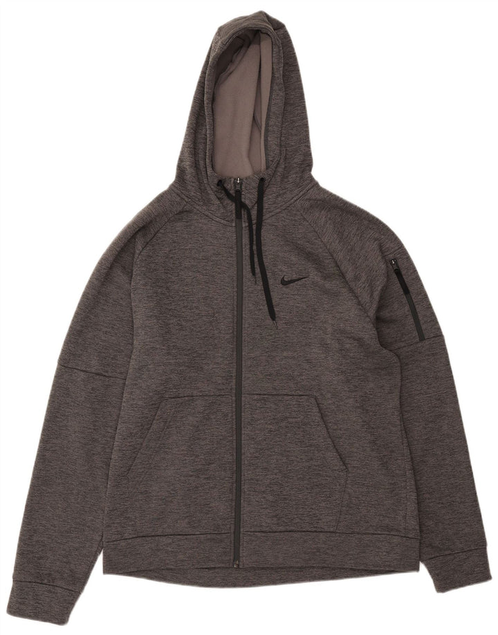 Nike Herre Therma-Fit Hel træningsdragt med hætte, stor grå flækket polyester