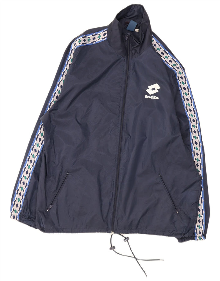 Lotto Regnjakke til mænd UK 38 Medium Navy Blue Colourblock Nylon