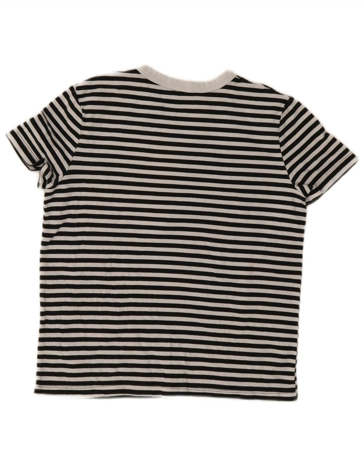 Zara Womens Crop T-Shirt Top UK 12 Mellem marineblå stribet
