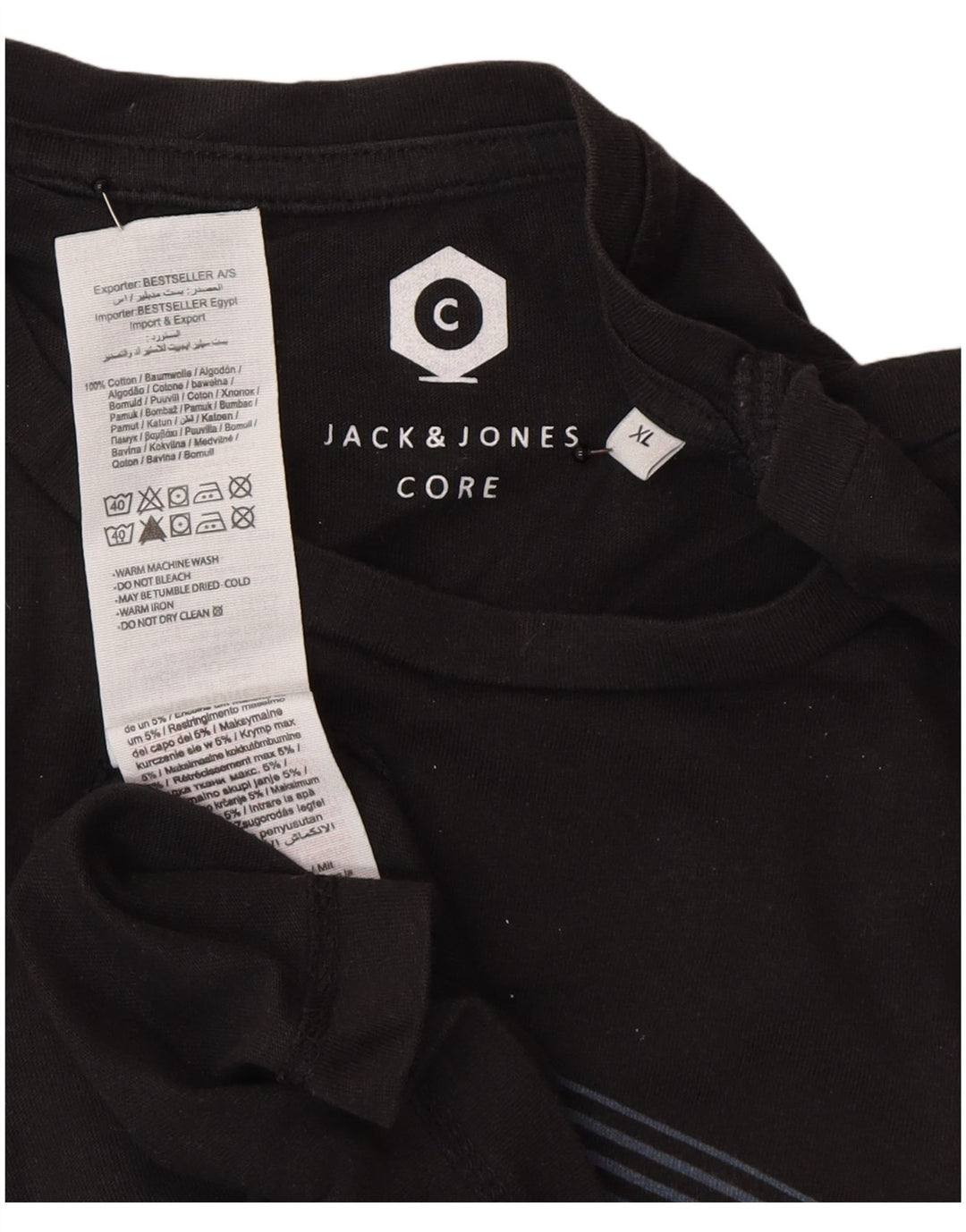 Jack & Jones Herre T-Shirt XL Sort Bomuld