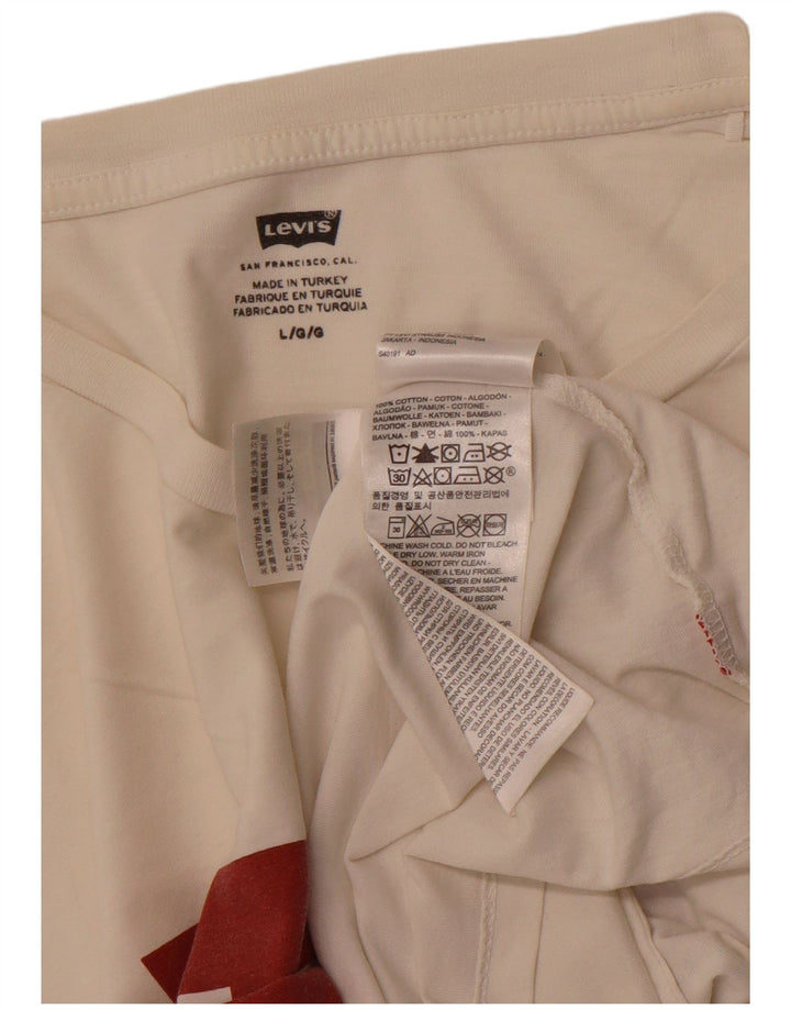 LEVI'S Herre grafisk T-shirt Top Stor Off White Bomuld
