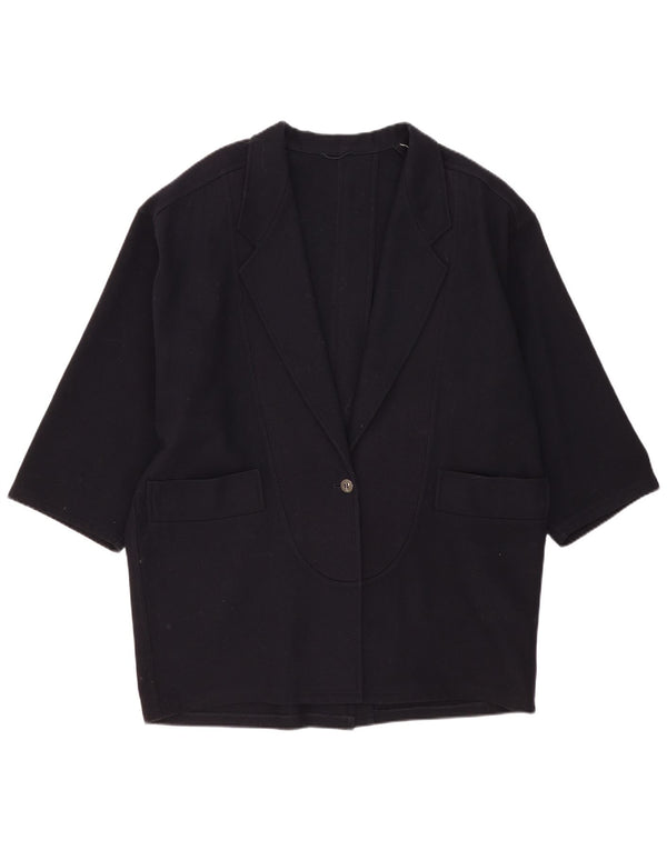 Vintage Dame Longline 1 Knap Blazer Jacket UK 22 3XL Navy Blue