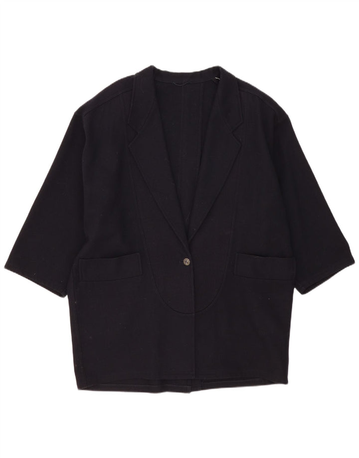 Vintage Dame Longline 1 Knap Blazer Jacket UK 22 3XL Navy Blue
