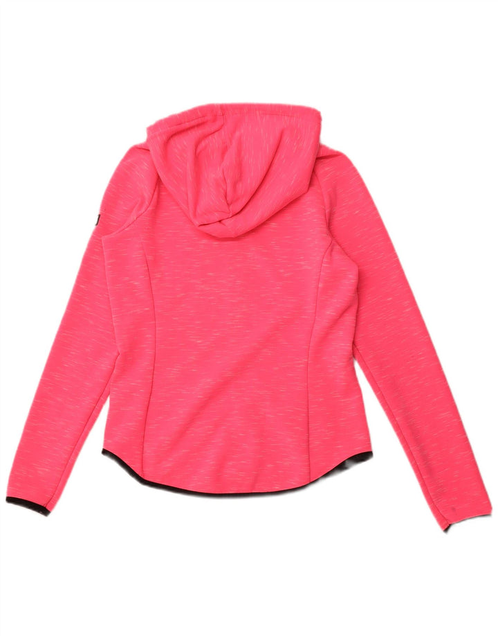 SUPERDRY Kvinder grafisk hættetrøje med lynlås UK 10 Small Pink Flecked