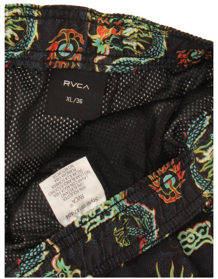 RVCA Badeshorts med abstrakt mønster til mænd XL Black Fair Isle Polyester