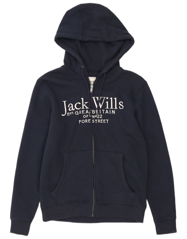 Jack Wills Mens Graphic Zip Hoodie Sweater XS Navy Blue Cotton
