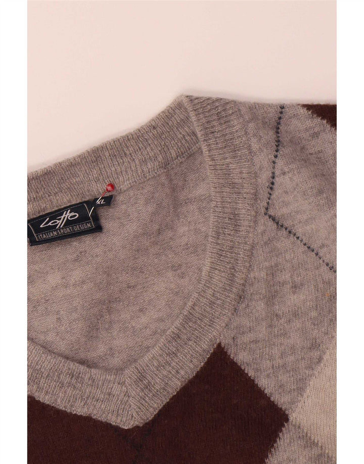 Lotto Herre V-hals sweater XL Grå Argyle/Diamond Wool
