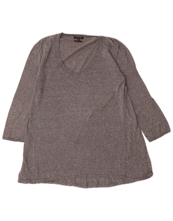 Massimo Dutti Dame 3/4 ærmet Tunika Top UK 14 Stor Grå Flecked
