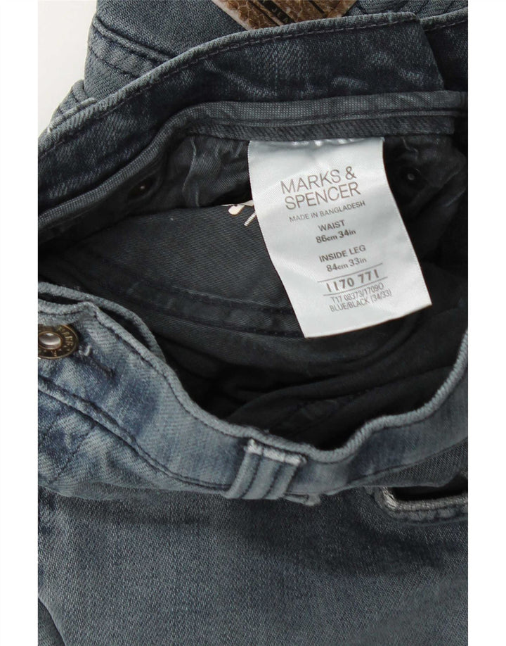 Marks & Spencer Herre Blue Harbor Straight Jeans W34 L33 Blue Cotton