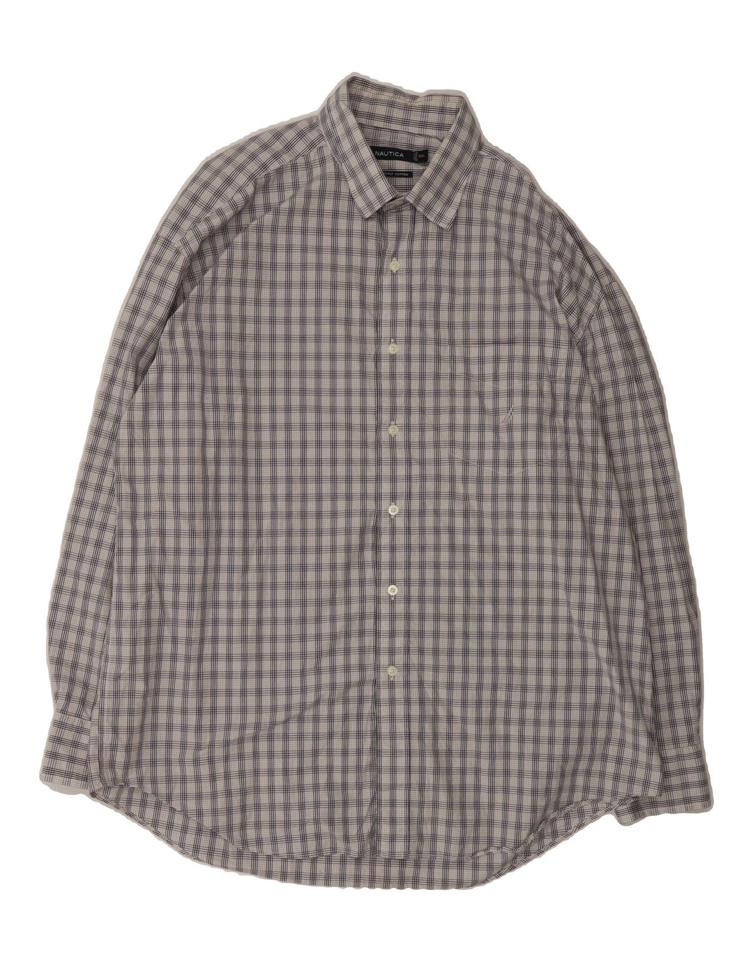 NAUTICA Mens Shirt 2XL Grey Check Cotton Vintage Nautica and Second-Hand Nautica from Messina Hembry 