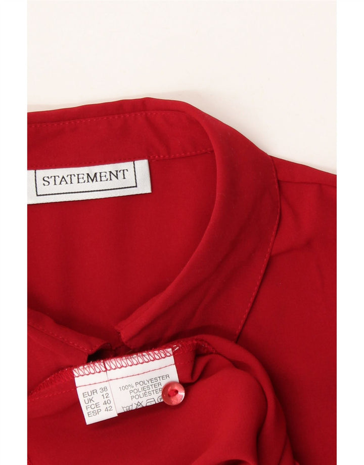 VINTAGE Womens Ruffle Front Shirt Blouse UK 12 Medium Red Polyester Vintage Vintage and Second-Hand Vintage from Messina Hembry 