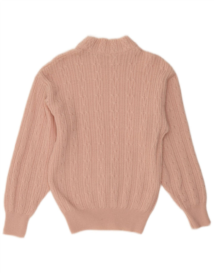 VINTAGE Dame Turtle Neck Sweater UK 12 Medium Pink Uld