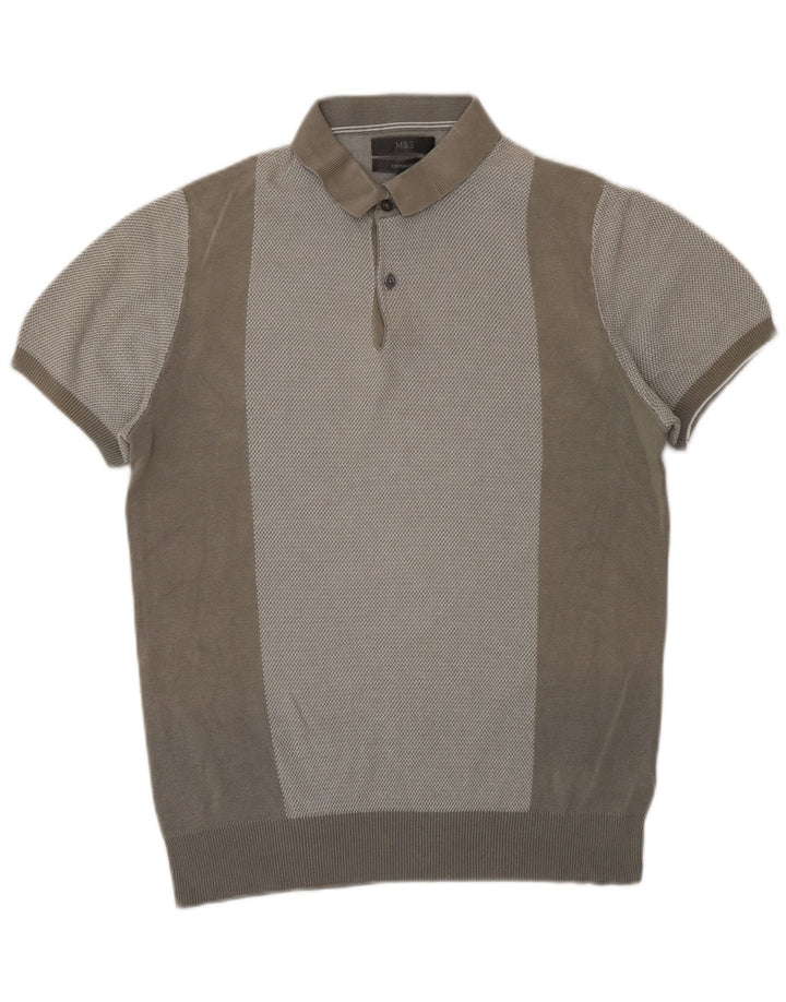 Marks & Spencer Herre kortærmet polo-hals sweater lille grå