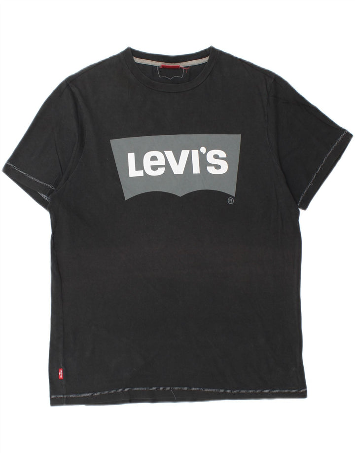 LEVI'S Mens Graphic T-Shirt Top Medium Black Cotton Vintage Levi's and Second-Hand Levi's from Messina Hembry 