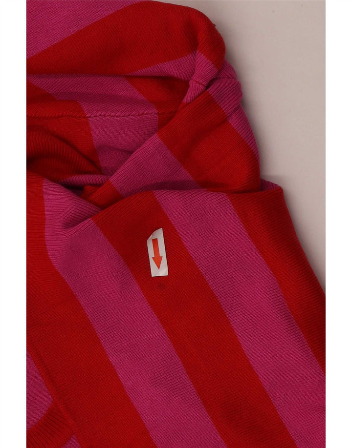 Zara Womens Crop Top Langærmet UK 12 Medium Rød Stribet Viscose