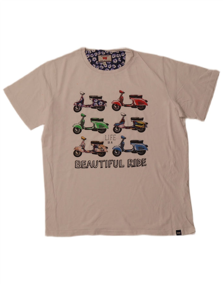 CARRERA Herre grafisk T-shirt Top XL Hvid Bomuld