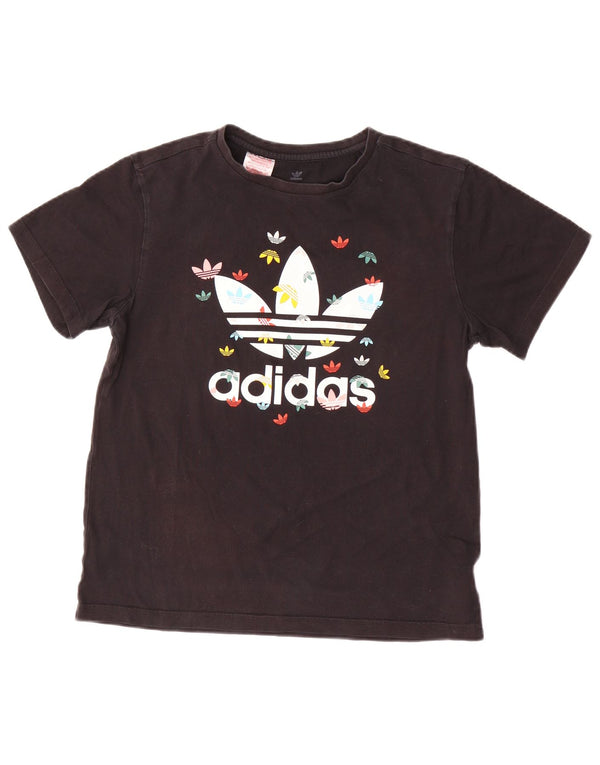 Adidas piger grafisk t-shirt top 13-14 år stor sort bomuld