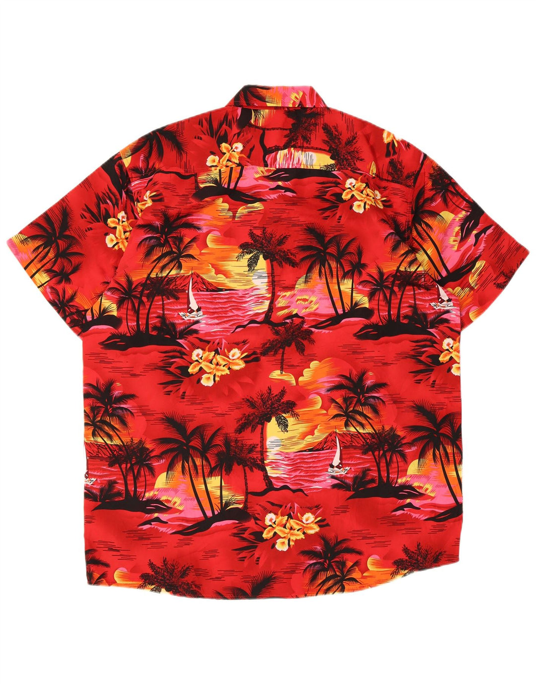 Lowes Herre Hawaii kortærmet skjorte medium rød polyester