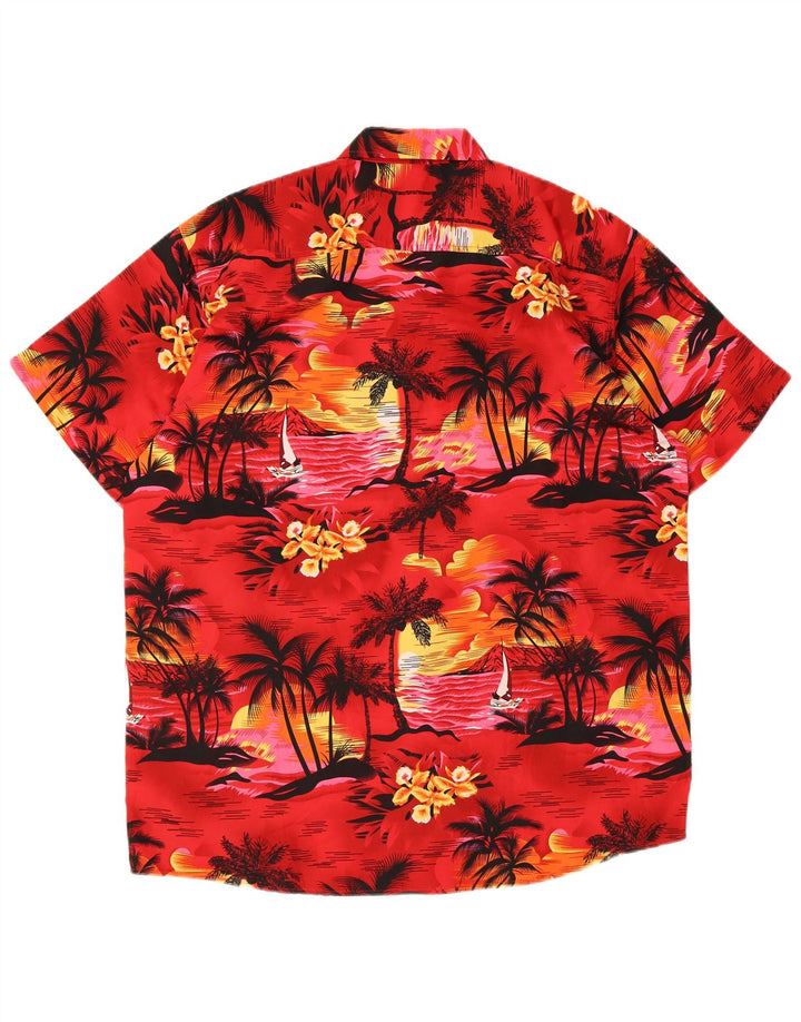 Lowes Herre Hawaii kortærmet skjorte medium rød polyester
