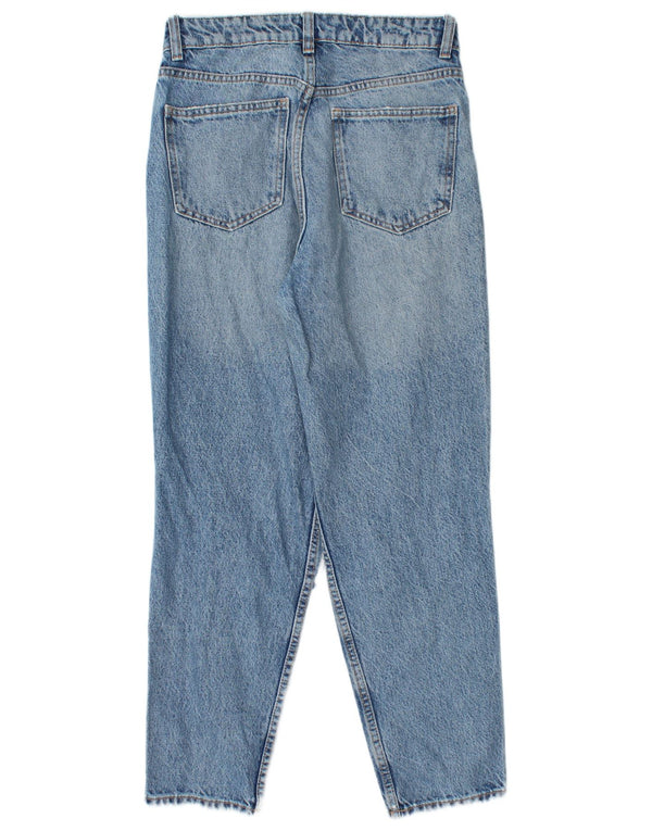 Zara Dame Distressed Crop Tapered Jeans EU 38 Small W28 L25 Blå Bomuld