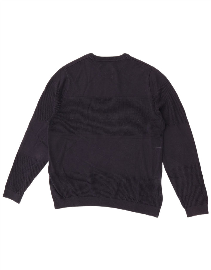 Farah Herre Crew Neck Jumper Sweater Medium Navy Blue Bomuld