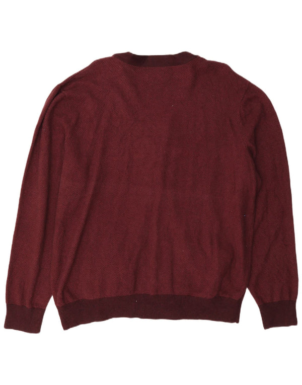 Chaps Herre Cardigan Sweater 2XL Bourgogne bomuld
