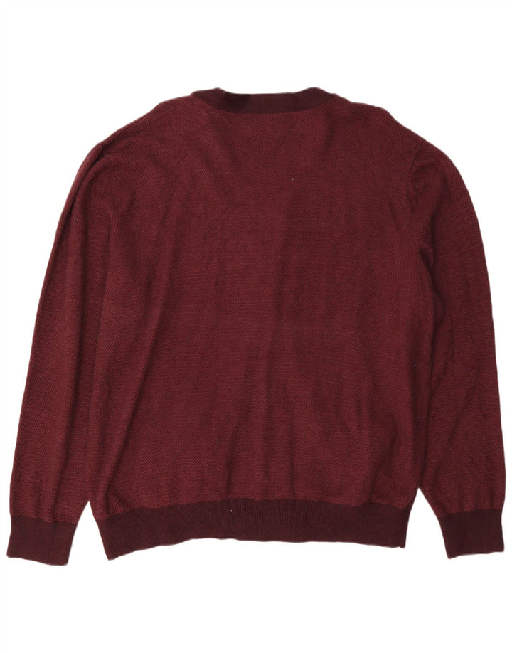 Chaps Herre Cardigan Sweater 2XL Bourgogne bomuld