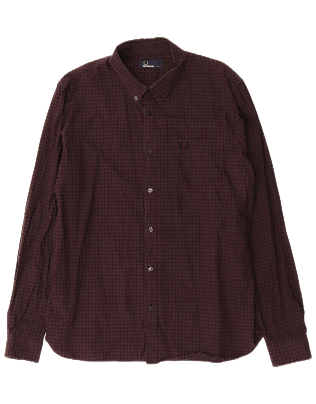 Fred Perry herreskjorte XL Burgundy ternet bomuld