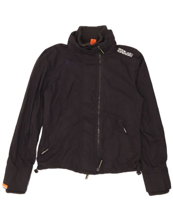 Superdry Womens Rain Jacket UK 16 Large Black Nylon