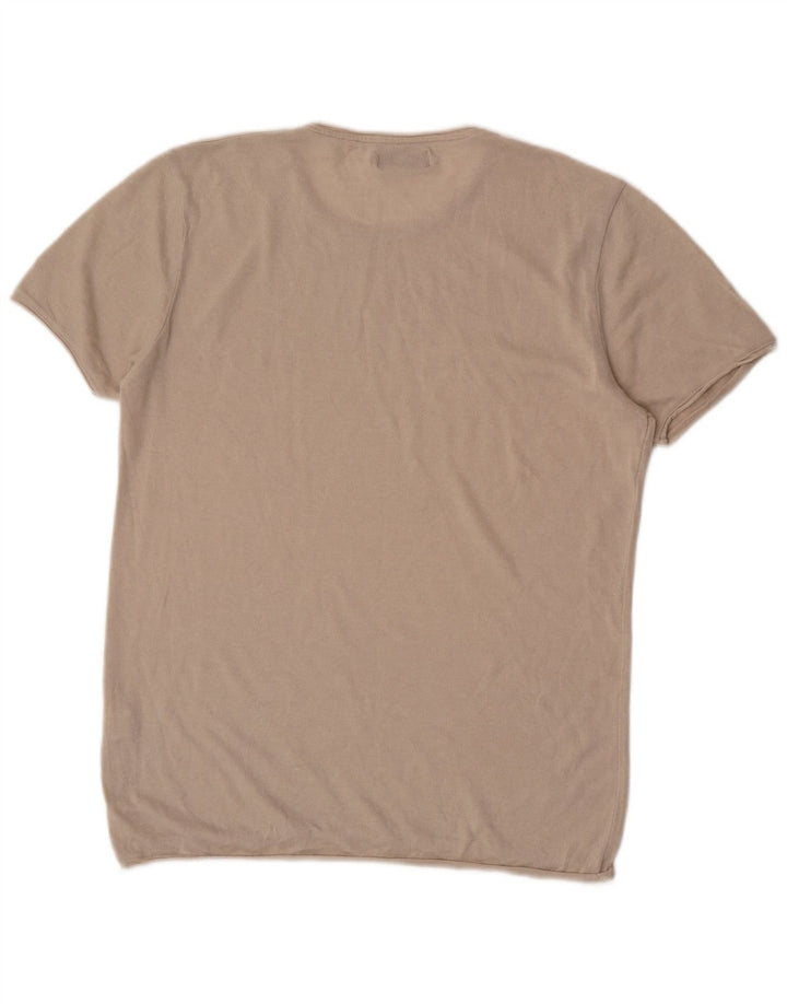 Zara Herre T-Shirt Top Stor Beige Bomuld