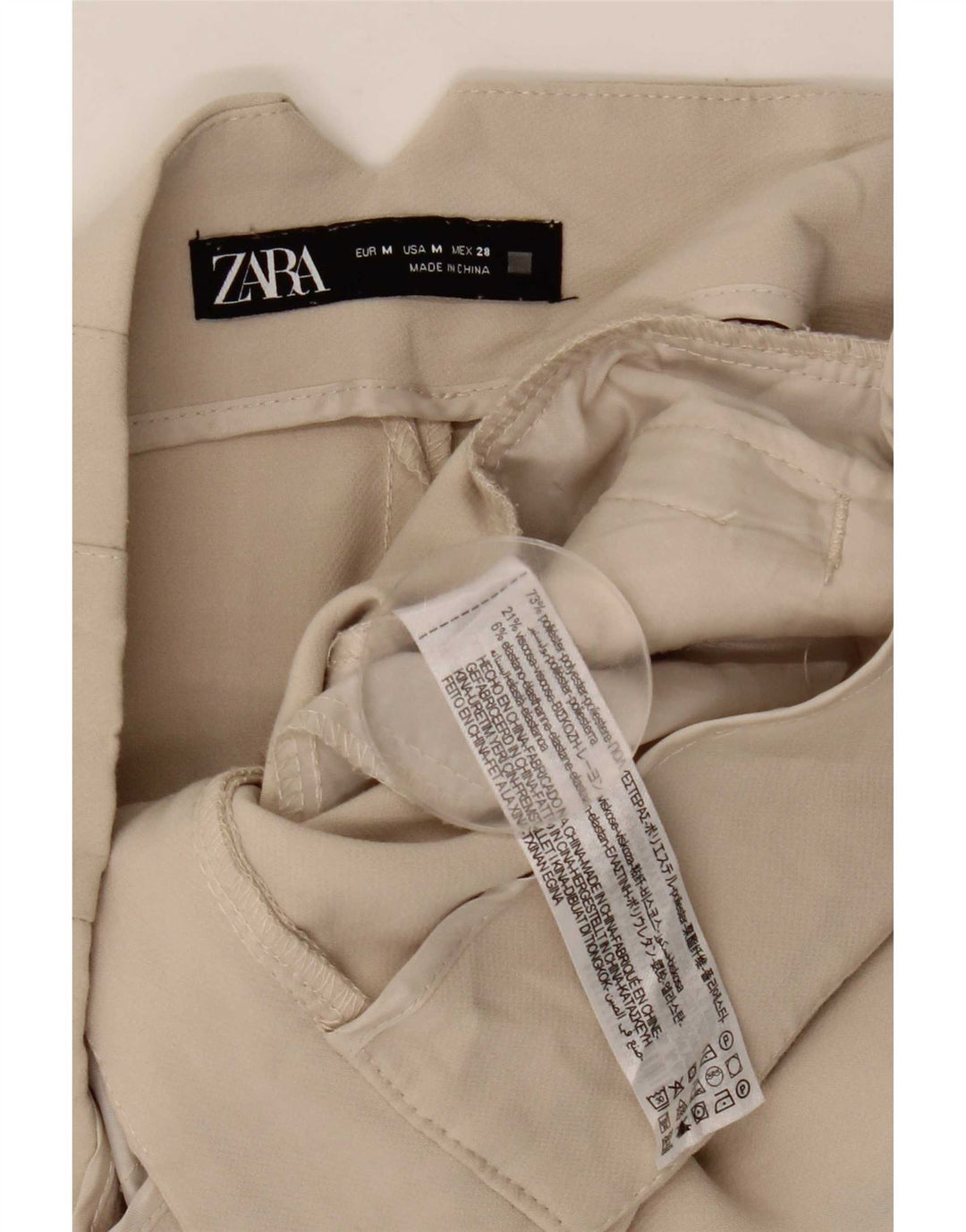 Zara Dame tilspidsede Casual Bukser Medium W28 L26 Beige Polyester