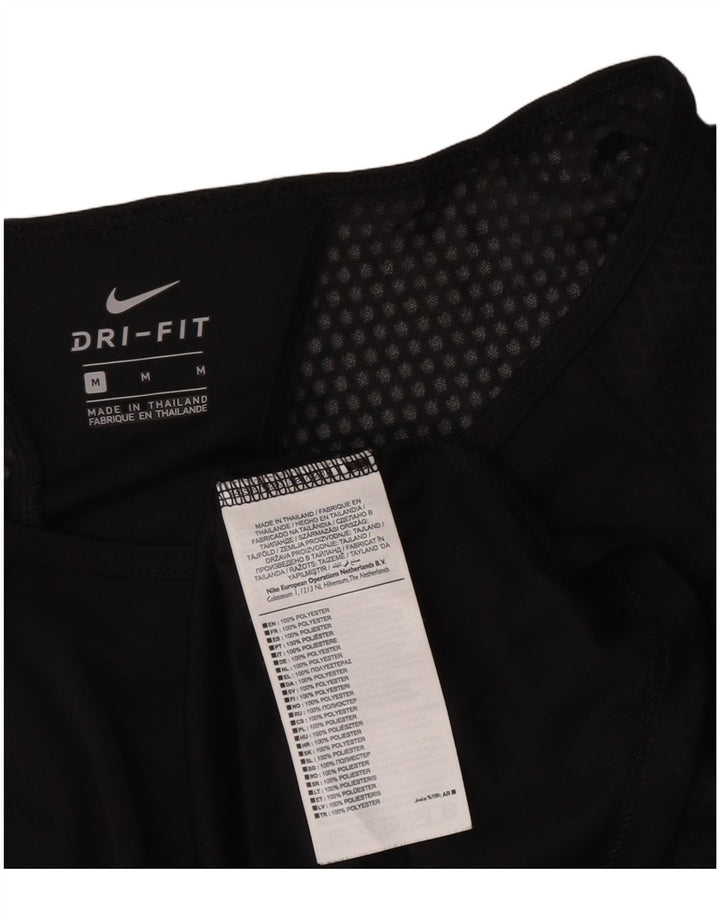 Nike Dame Dri Fit Grafisk T-Shirt Top UK 14 Medium Sort Polyester