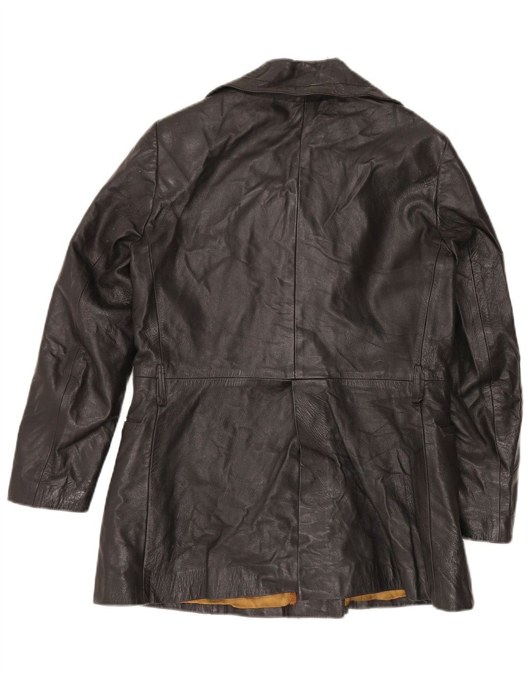 VINTAGE Dobbeltradet læderjakke til kvinder UK 12 Medium Sort