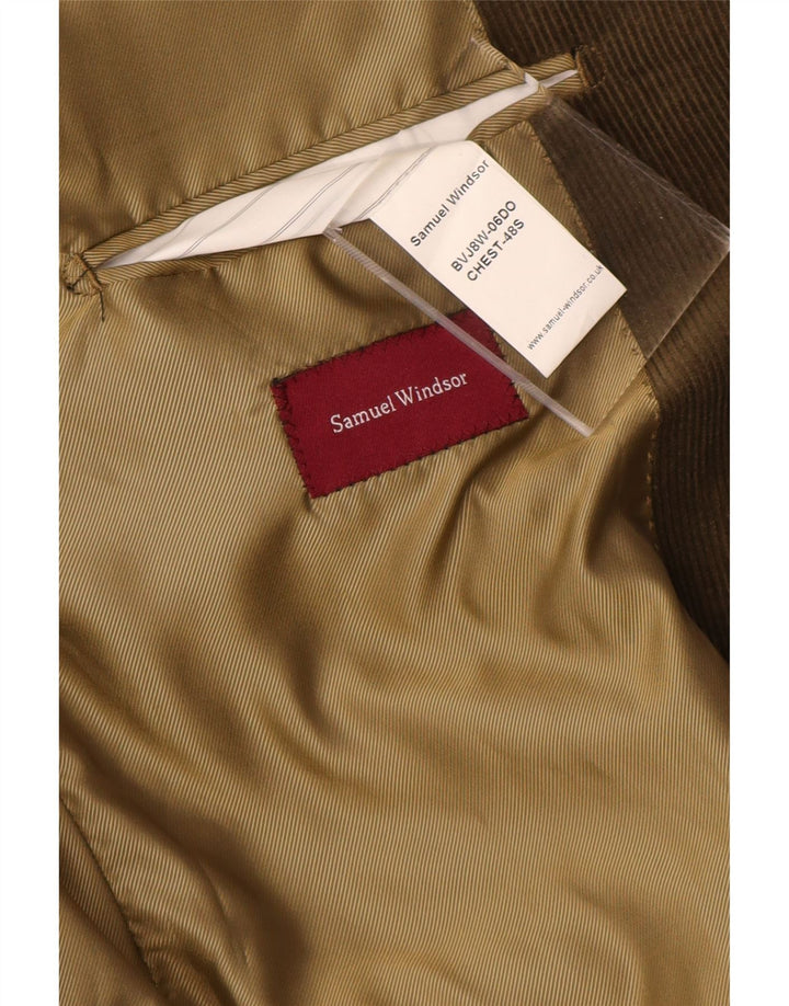 SAMUEL WINDSOR Mens 2 Button Corduroy Blazer Jacket EU 40 Large Khaki