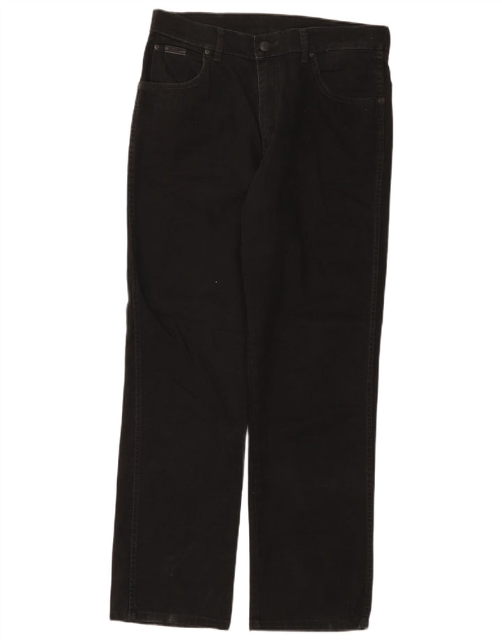 Wrangler Herre Texas Stretch Straight Jeans W33 L30 Sort Bomuld