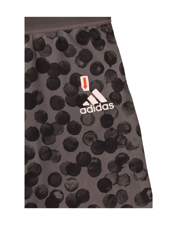 ADIDAS Girls Leggings 9-10 Years Grey Spotted Polyester