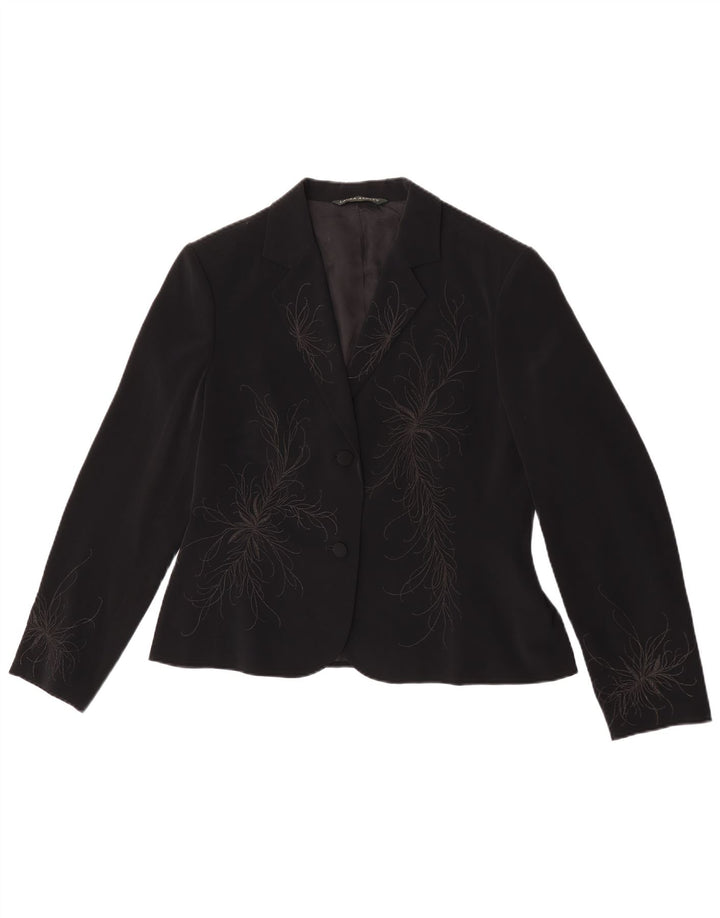 Laura Ashley Dame 1 Knap Blazer Jacket UK 16 Large Black Floral