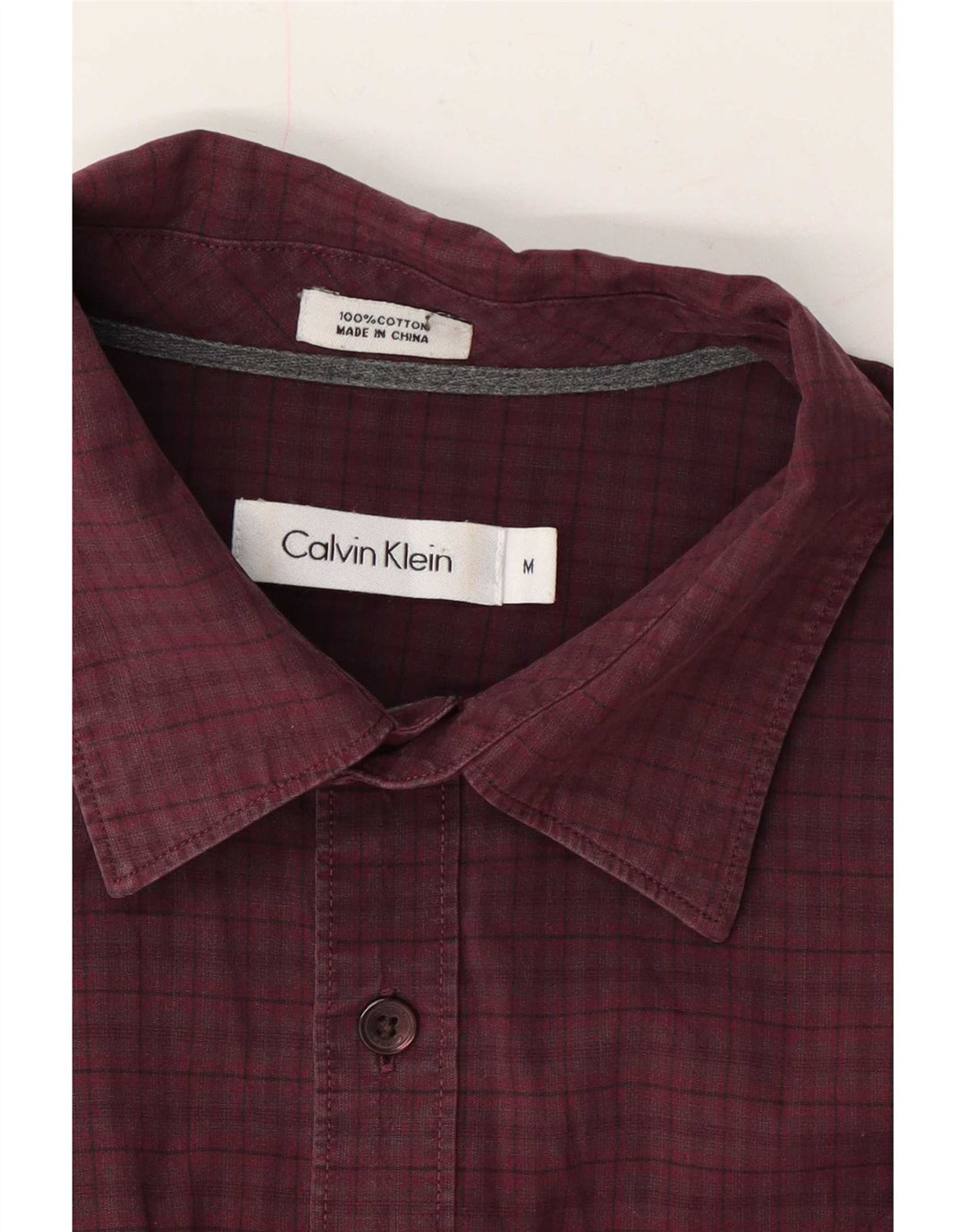 Calvin Klein Herreskjorte Medium Burgundy Gingham Cotton