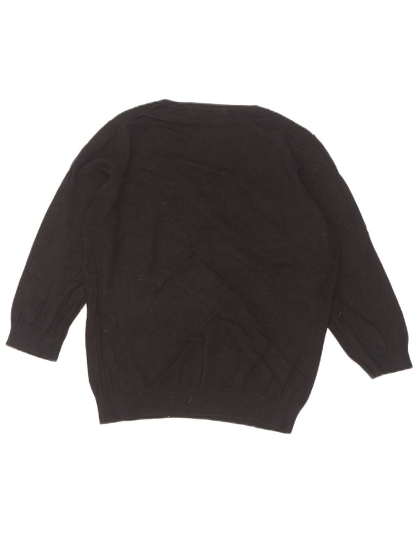 Marks & Spencer Dame 3/4-ærmet V-hals sweater UK 16 Large Black