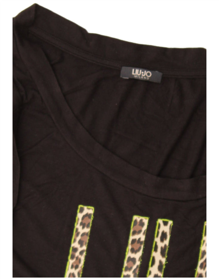 Liu Jo Kvinder Grafisk Vest Top UK 12 Medium Sort