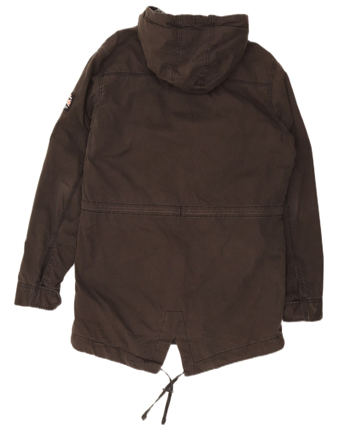 Superdry Herre Militær Parkajakke med hætte UK 40 Stor grå bomuld