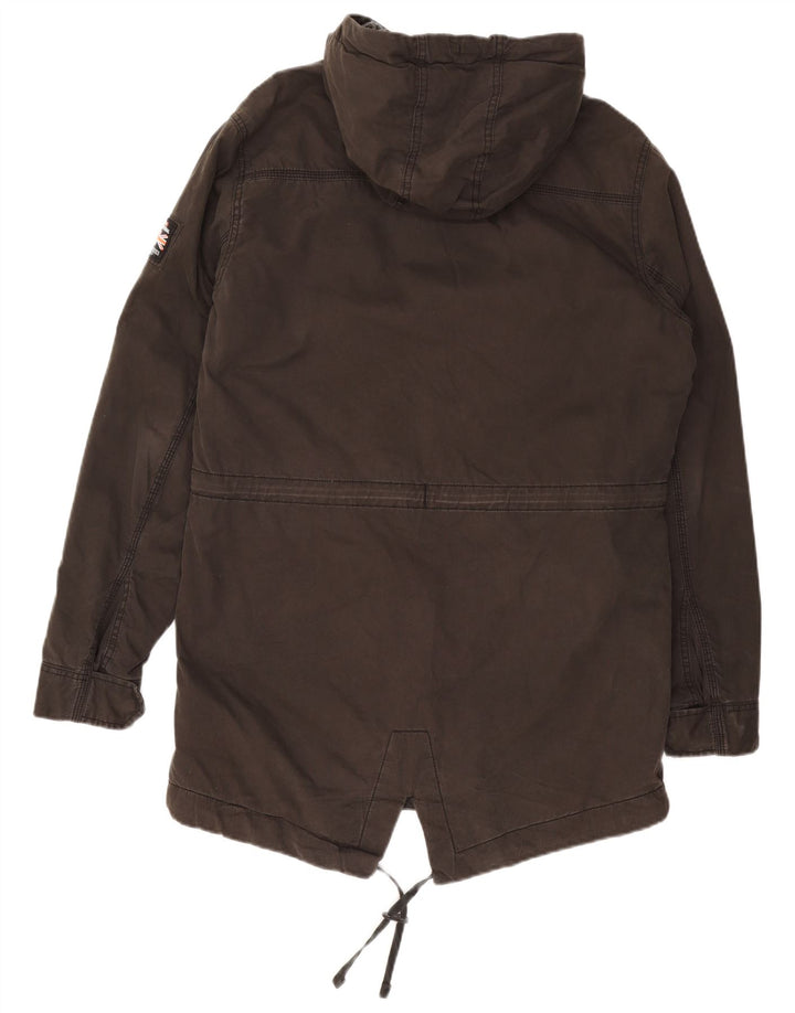 Superdry Herre Militær Parkajakke med hætte UK 40 Stor grå bomuld