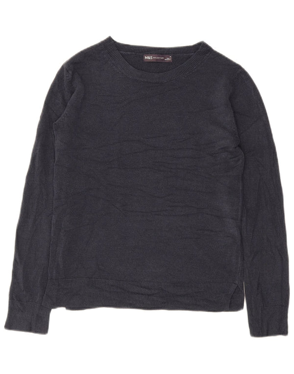 Marks & Spencer Dame Boat Neck Jumper Sweater UK 8 Small Navy Blue