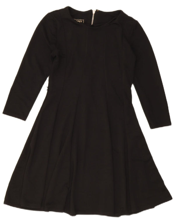 Lipsy Womens 3/4-ærmet A-line kjole UK 10 Small Black Polyester